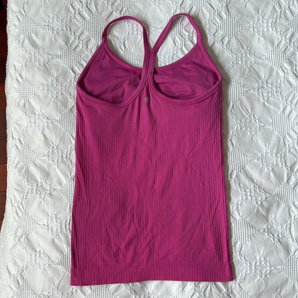 Pink Ribbed Spaghetti Strap Racerback Tank Top - Picture 2 of 3